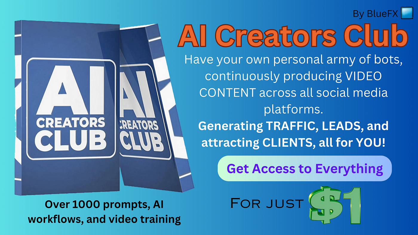 "A.I Creators Club" - Community of video makers using A.I. pricing